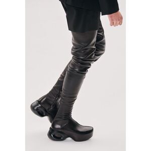 GIVENCHY G-Clog Lambskin Black Leather Over-the-knee Vouge Runway Boots Size 39